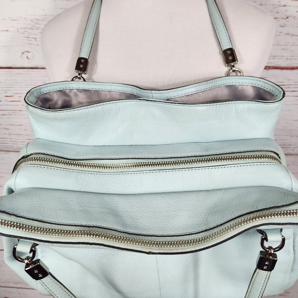 COACH Purse Blue Madison Cafe Carryall Sea Mist Shoulder Bag F27859 - Picture 14 of 16